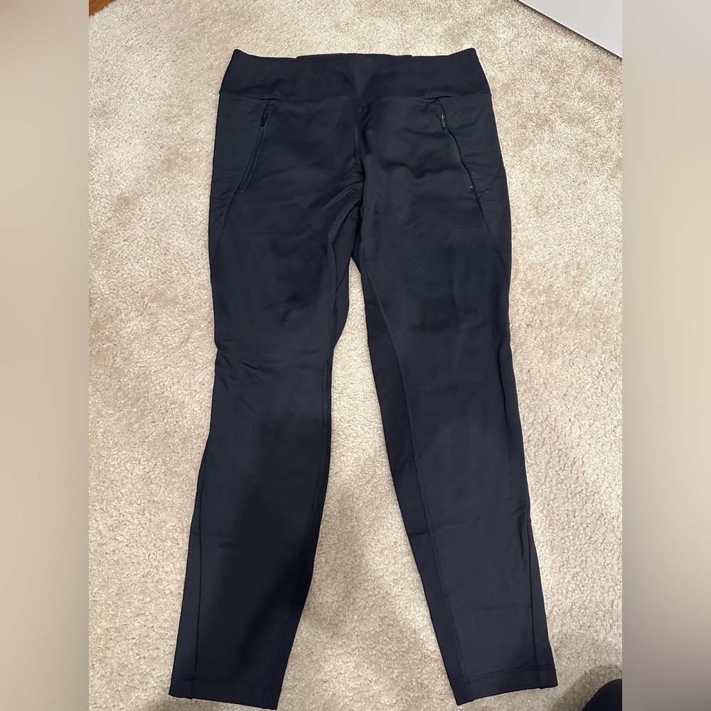 Athleta Peak Hybrid Black Fleece Tights
